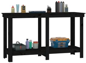 vidaXL Πάγκος Εργασίας Μαύρος 140x50x80 εκ. από Μασίφ Ξύλο Πεύκου