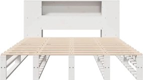 vidaXL Κρεβάτι Βιβλιοθήκη Χωρίς Στρώμα Λευκό 140x200 εκ Μασίφ Πεύκο