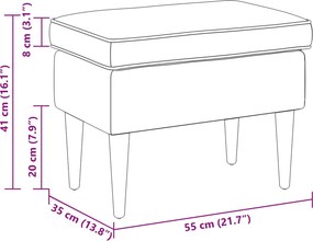 vidaXL Πολυθρόνα Ποδιών Ανοιχτό γκρι 55 x 35 x 41 εκ Πολυεστέρας