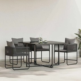 vidaXL Καρέκλα με μαξιλάρι 4 pcs Μαύρο και Ανθρακί Ράτα PE