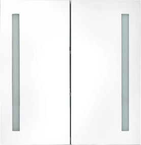 vidaXL Καθρέφτης Μπάνιου με Ντουλάπι &amp; LED Λαμπερό Λευκό 62x14x60 εκ.