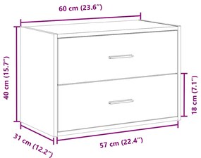 Ντουλάπι με 2 συρτάρια Παλαιού Ξύλου 60x31x40εκ. από Επεξ. Ξύλο - Καφέ