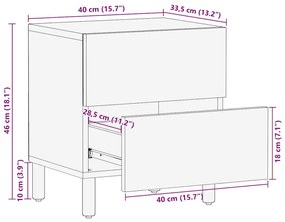 ΚΡΕΒΑΤΟΚΑΜΑΡΑ ΜΑΥΡΟ 40X33,5X46CM ΣΤΕΡΕΟ ΑΚΑΤΕΡΓΑΣΤΟ ΞΥΛΟ ΜΑΝΓΚΟ 4018626