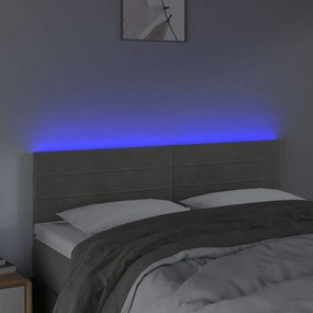 Κεφαλάρι Κρεβατιού LED Ανοιχτό Γκρι 144x5x78/88 εκ. Βελούδινο 3121800