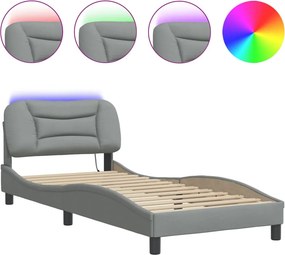 vidaXL Σκελετός Κρεβατιού με LED Χωρίς Στρώμα Hvar Αν. Γκρι 90x200 εκ.