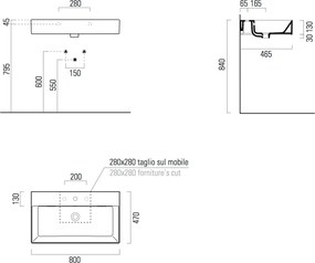 GSI Kube-X 9422 80x47 - Επιτραπέζιος νιπτήρας