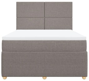 Κρεβάτι Boxspring με Στρώμα Taupe 140x190 εκ. Υφασμάτινο - Μπεζ-Γκρι