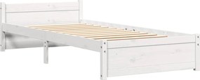 vidaXL Πλαίσιο Κρεβατιού Λευκό 75x190 εκ. Μασίφ Ξύλο Small Single