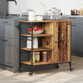 vidaXL Τροχόσπιτο Κουζίνας Παλιό Ξύλο 87,5x38,5x84,5 cm Κατασκευασμένο από Ξύλο