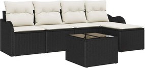 vidaXL Σετ Καναπέ Κήπου 6 pcs Μαύρο συνθετικό ρατάν