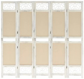 vidaXL Διαχωριστικό Δωματίου με 5 Πάνελ Κρεμ 175 x 165 εκ. Υφασμάτινο