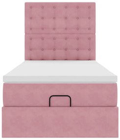 Οθωμανικό κρεβάτι με στρώματα ροζ 90x190cm Velvet 3313588