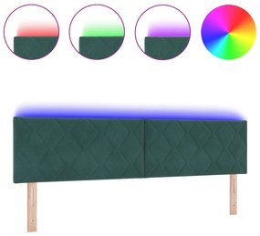 vidaXL LED Κεφαλάρι Σχεδίασης Διαμαντιών Σκοτεινό Πράσινο 180 εκ. Βελούδο