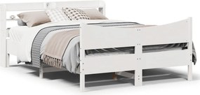 vidaXL Πλαίσιο Κρεβατιού με Κεφαλάρι Λευκό 140 x 190 εκ. Μασίφ Πεύκο