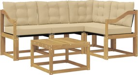 vidaXL Σειρά Καναπέ Εξωτερικού με μαξιλάρι 5 pcs Λευκό και Μπεζ