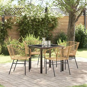 vidaXL Σέτ φαγητού για κήπο 5 pcs Καφέ συνθετικό ρατάν