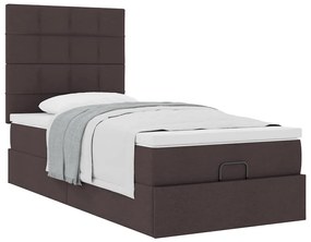 Οθωμανικό κρεβάτι με στρώμα Σκούρο καφέ 80x200cm ύφασμα 3313115