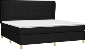 vidaXL Κρεβάτι Boxspring με Στρώμα Μαύρο 200x200 εκ. Υφασμάτινο