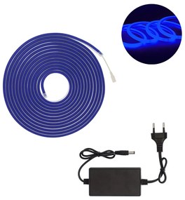 Αδιάβροχη Led Ταινία Neon 12V 5m με Τροφοδοτικό Μπλε IP65 RZ-0023