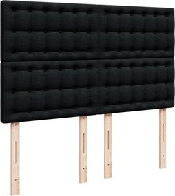 vidaXL Κρεβάτι Boxspring με Στρώμα Μαύρο 140x190 εκ. Υφασμάτινο