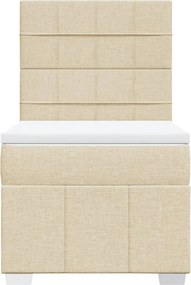 vidaXL Κρεβάτι Boxspring με Στρώμα Κρεμ 80 x 200 εκ. Υφασμάτινο
