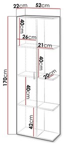 Ράφι μπάνιου Trenton 137, Άσπρο, Εντοιχισμένη, 170x52x22cm, Πλαστικοποιημένη μοριοσανίδα