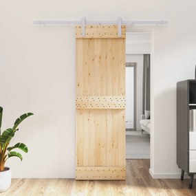 vidaXL Συρόμενη Πόρτα Φυσικό και Λευκό 70 x 210 cm
