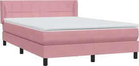 vidaXL Κρεβάτι Boxspring με Στρώμα Ροζ 140x210 εκ. Βελούδινο