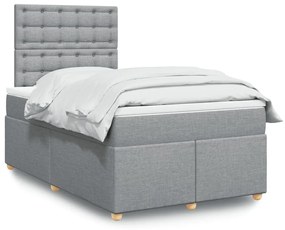 Κρεβάτι Boxspring με Στρώμα Ανοιχτό Γκρι 120x190 εκ. Υφασμάτινο - Γκρι