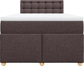vidaXL Κρεβάτι Boxspring με Στρώμα Σκούρο Καφέ 120x190 εκ Υφασμάτινο