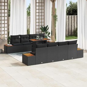 vidaXL Σετ Καναπέ Κήπου με αποθήκευση 9 pcs Μαύρο Πολυ ράταν