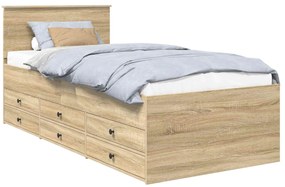 vidaXL Καναπές Κρεβάτι με συρτάρι Σονομα δρυς και Μαύρο 100 x 200 cm