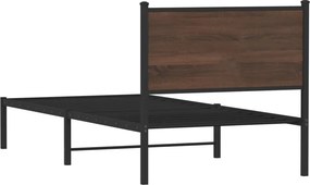 vidaXL Μεταλλικό πλαίσιο κρεβατιού χωρίς στρώμα καφέ δρυς 90x190 cm