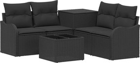 vidaXL Σετ Καναπέ 6 τμχ. Μαύρο 55 x 55 x 37 εκ Πολυ-ρακί και Χάλυβας