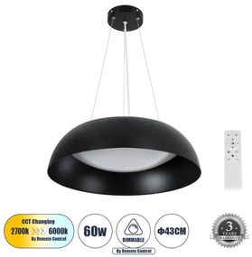 Κρεμαστό Φωτιστικό Οροφής LED 60W 6900lm ANATOLIA Globostar-61267-Μαύρο 61267