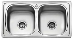 Karag BL 898 Νεροχύτης Κουζίνας Διπλός Inox Σατινέ Ανοξείδωτο Ατσάλι 860 x 500 mm