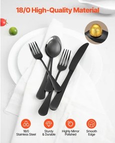 VEVOR 30-Piece Silverware Set Stainless Steel Cutlery Flatware Utensils for 6