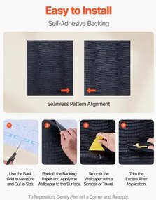 VEVOR Peel and Stick Wallpaper 40cm x 10m Black Cracked Waterproof for Kitchen