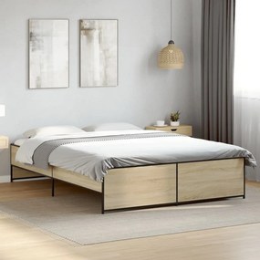 vidaXL Πλαίσιο Κρεβατιού Sonoma Δρυς 150x200 εκ. Επεξ. Ξύλο &amp; Μέταλλο