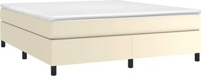 vidaXL Κρεβάτι Boxspring με Στρώμα Κρεμ 160x200εκ. από Συνθετικό Δέρμα