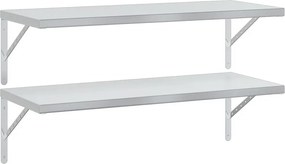 vidaXL Ράφια Τοίχου 2 τεμ. Ασημί 100x40 εκ. Ανοξείδωτο Ατσάλι