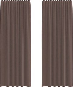 vidaXL Κουρτίνες Voile με τσέπες ράβδου 2 τεμάχια Καφέ