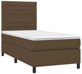 ΚΡΕΒΑΤΙ BOXSPRING ΜΕ ΣΤΡΩΜΑ &amp; LED ΣΚ.ΚΑΦΕ 80X200 ΕΚ. ΥΦΑΣΜΑΤΙΝΟ 3134912