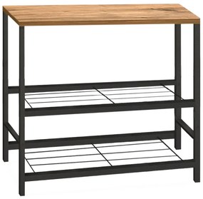 Τραπεζάκι βοηθητικό για φουρνάκι Mulligan Megapap μεταλλικό - μελαμίνης χρώμα μαύρο - pine oak 80x40x80εκ.