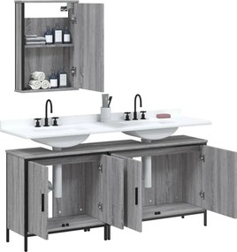vidaXL Σετ Επίπλων Μπάνιου 3 Τεμαχίων Γκρι Sonoma Επεξεργασμένο Ξύλο
