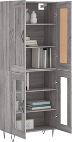 vidaXL Ντουλάπι Γκρι Sonoma 69,5 x 34 x 180 εκ. Επεξεργασμένο Ξύλο
