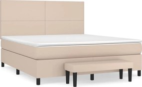 vidaXL Κρεβάτι Boxspring με Στρώμα Καπουτσίνο 180x200 εκ. Συνθ. Δέρμα
