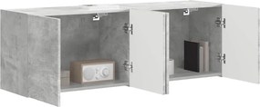 vidaXL Ντουλάπι Τηλεόρασης Τοίχου Επιτοίχιο 2 pcs Σκυρόδεμα Γκρι
