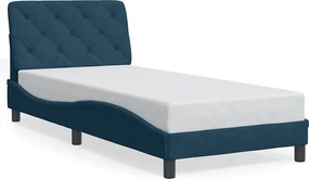 vidaXL Κρεβάτι με Στρώμα Μπλε 90 x 190 εκ. Βελούδινος