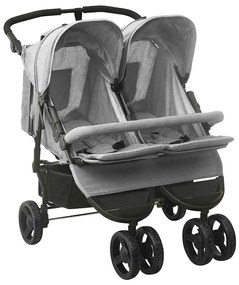 vidaXL Καρότσι Διδύμων Ανοιχτό Γκρι Ατσάλινο